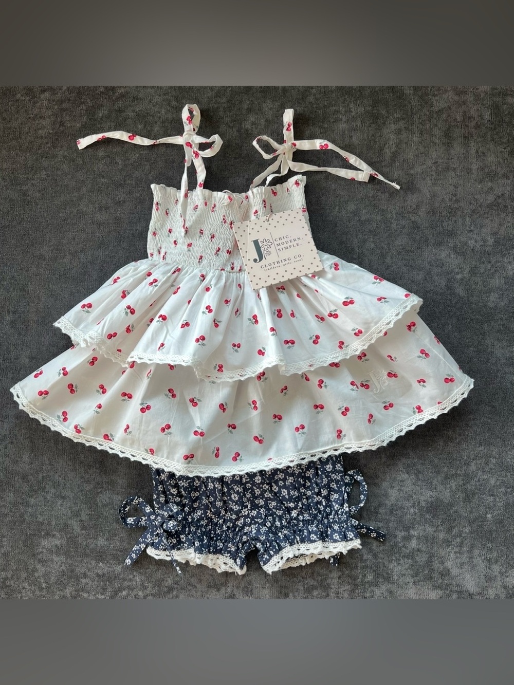 NWT Jane + Jo Lucy Tie Over Tunic Set in Cherries Size 12 Months